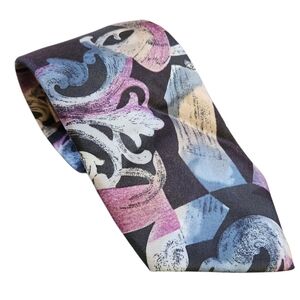 Vintage Eton Tie Necktie 100% Silk Men Abstract All Over Print Preppy Office USA